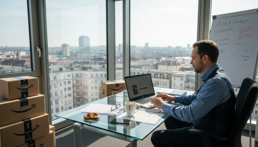 Unternehmer prüft und bewertet Amazon-Produktseiten