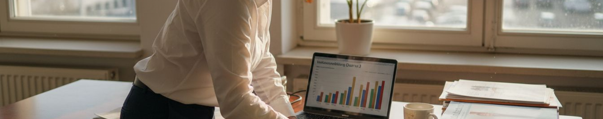 Ein Berater analysiert im Büro die Verkaufszahlen von Amazon, um Optimierungspotenziale zu identifizieren.