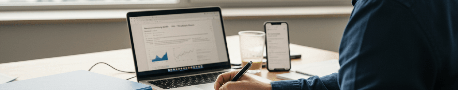 Ein Mann sichtet am Schreibtisch Unterlagen zur Markenprüfung.