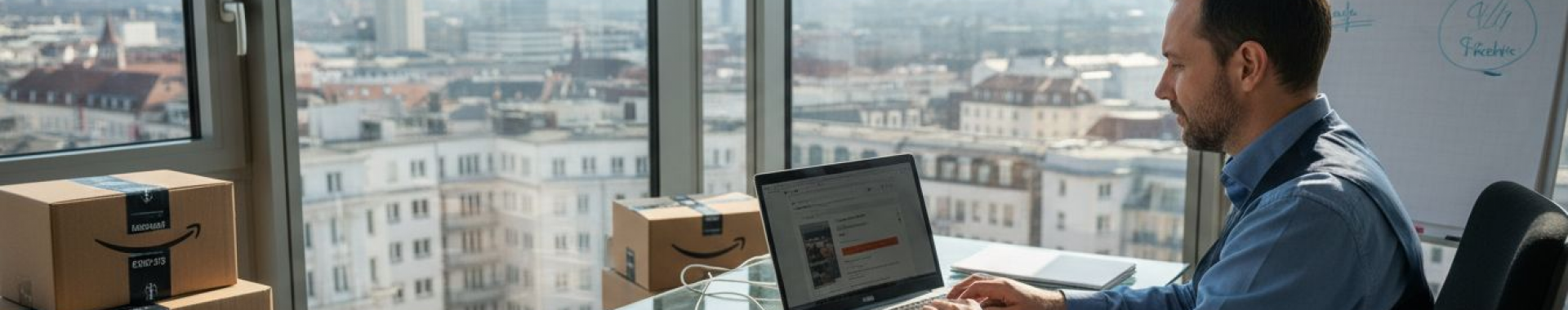 Unternehmer prüft und bewertet Amazon-Produktseiten