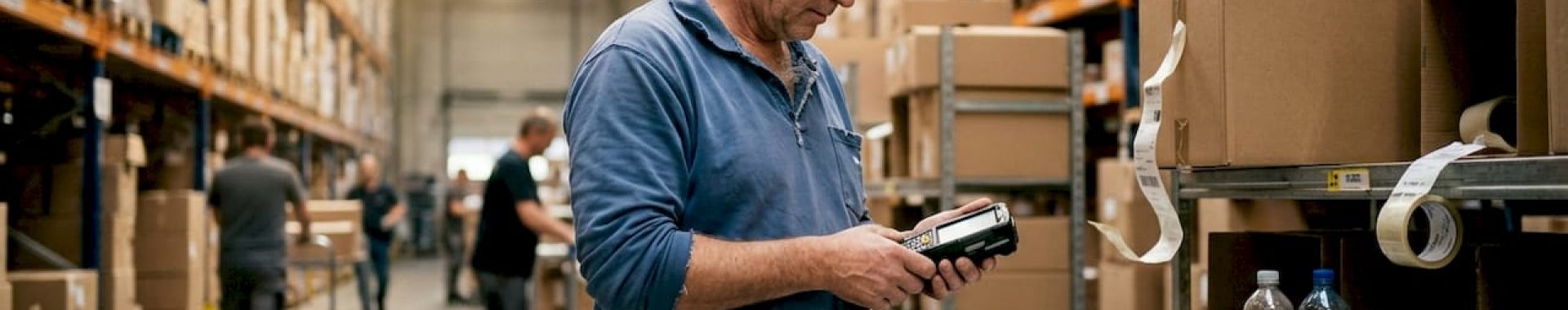 Ein Logistikleiter überprüft die Warenbestände im Lager.