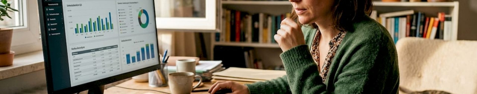 Als Markeninhaberin analysiert sie im Homeoffice die aktuellen Amazon-Daten.