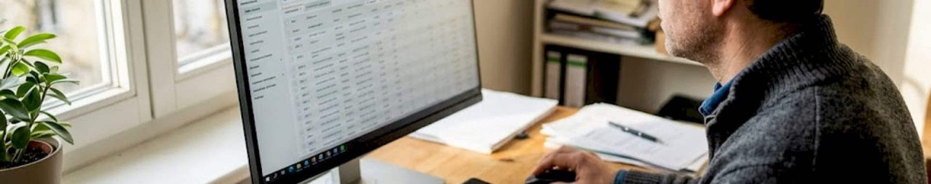 Ein Händler arbeitet am Computer in Seller Central.