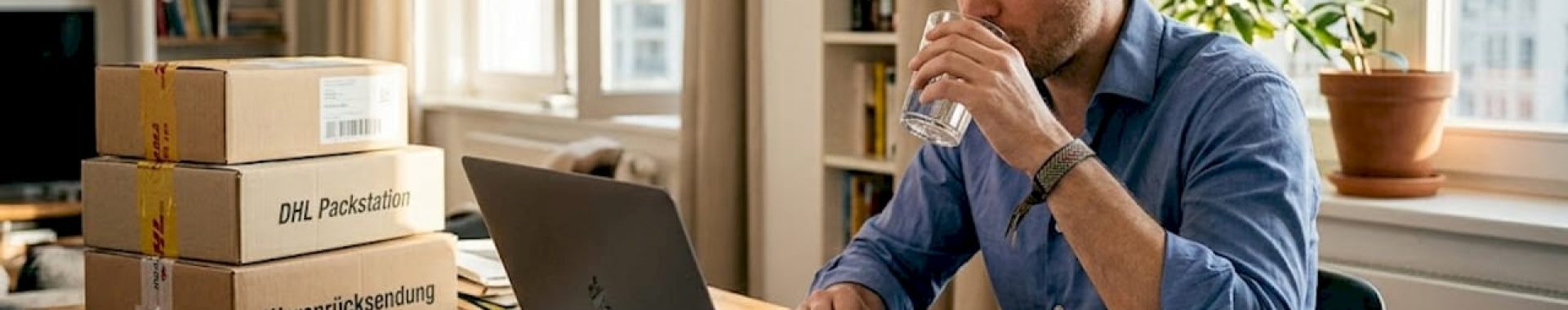 Am Küchentisch überprüft der Account Manager die Produktdaten.