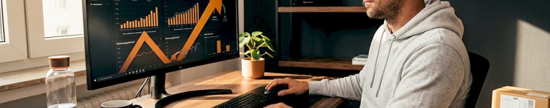 Ein Amazon-Händler analysiert die Verkaufszahlen in verschiedenen Ländern, um den internationalen Erfolg seines Shops besser einschätzen zu können.